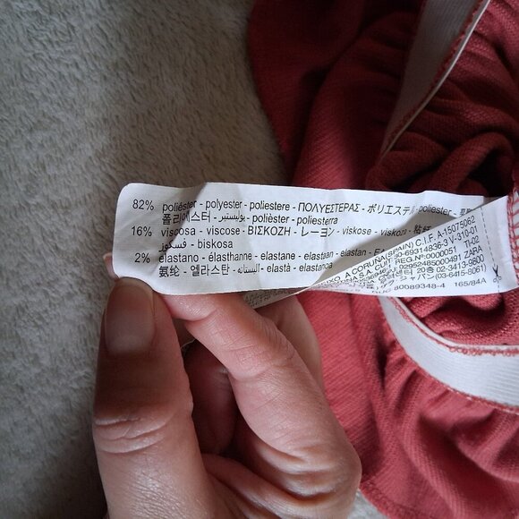 Zara Women's Size Small Coral Pink Ribbed Long Sleeve Peplum Boho Top - Picture 5 of 10